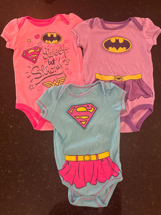 Justice League Girls Justice League onesies 18m batgirl and supergirl 18 Months