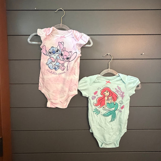 Disney Baby Stitch and Ariel Onesies 18 Months