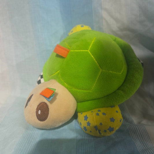 Le Bebe Favorites baby turtle plush teether toy crinkle paper in the feet, a rattle sound, and a mirror Infant