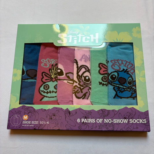 Disney Stitch NWT package of 6 no-show socks size 10 1/2 - 4 Ballet-Dance-Gym