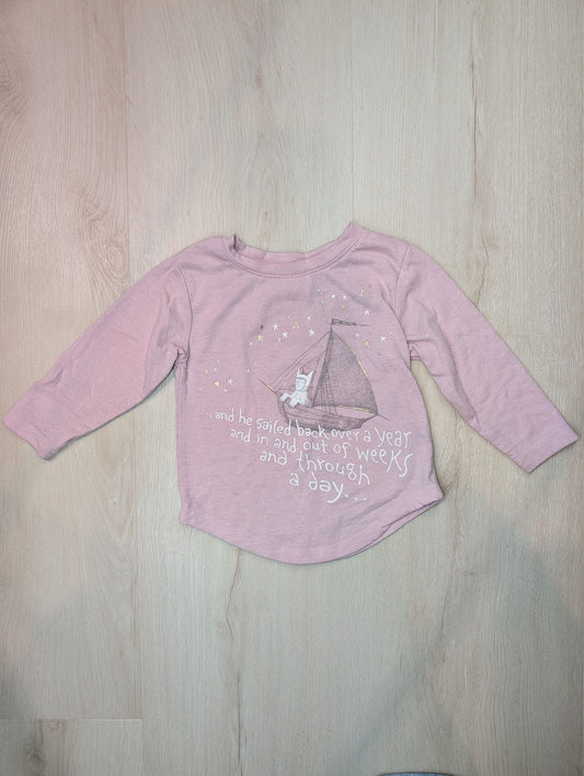 Where The Wild Things Are, long sleeve shirt, 12m Pink long sleeve shirt with quote from Where The Wild Things Are 12 Months