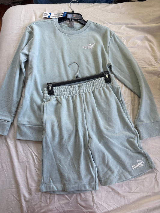 Puma, size 14/16, sweatshirt and shorts Nwt 2 piece puma outfit pale blue, sweat shirt sweatshirt 14