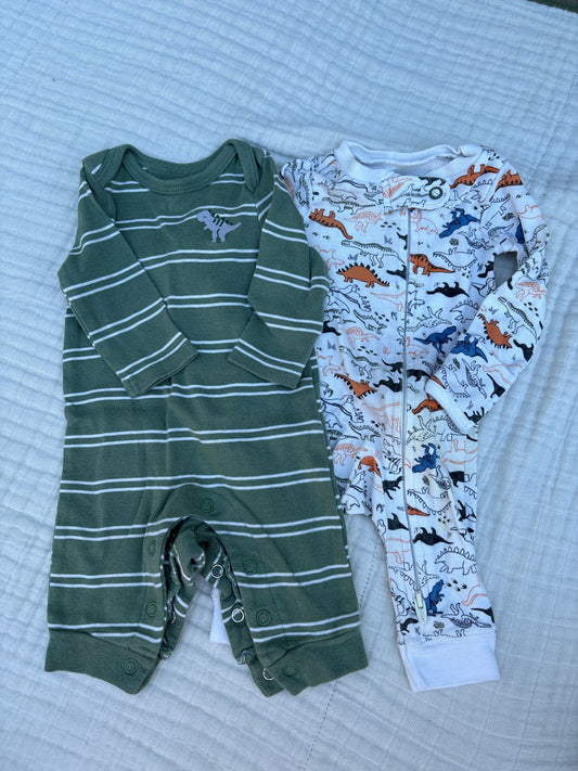 Carters Carters one piece dinosaur outfits no feet Newborn