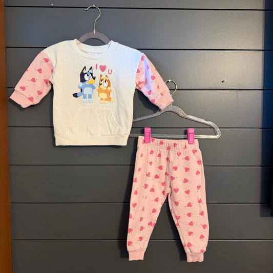 Bluey I love you, sweatshirt and sweatpants 18 Months