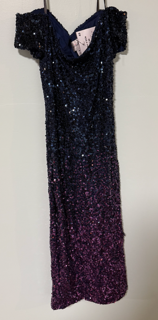 Premier Armour Sequin Dress. Off the shoulder. Blue and purple Women's 8