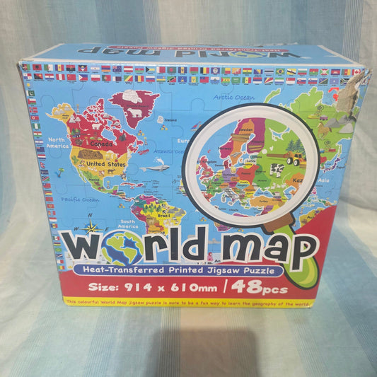 48-piece, heat-transferred world map puzzle  Puzzle