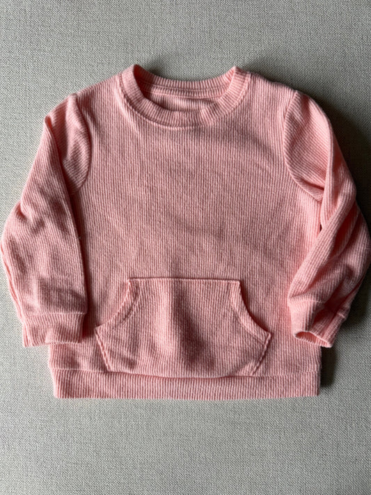 Cat & jack long sleeve GUC waffle knit sweatshirt pink 18 Months