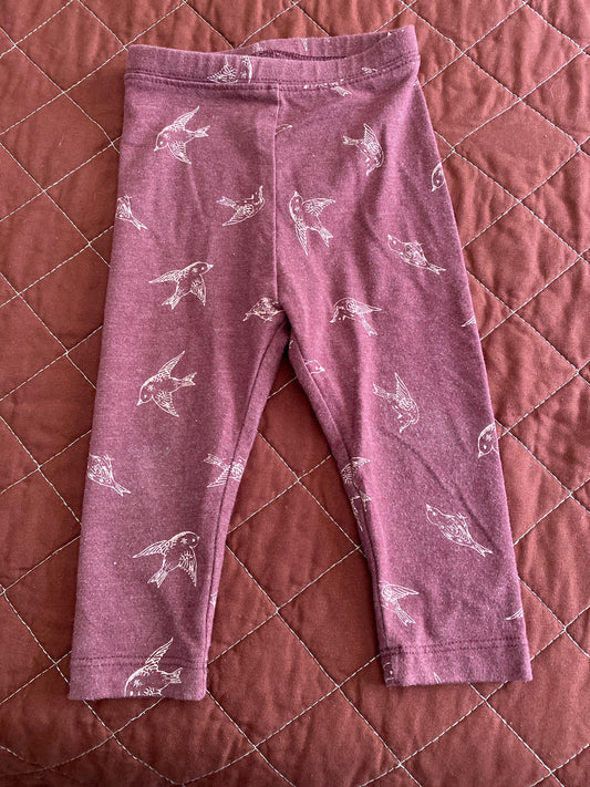 Old Navy, 12m - 18m maroon pants with birds  12 Months