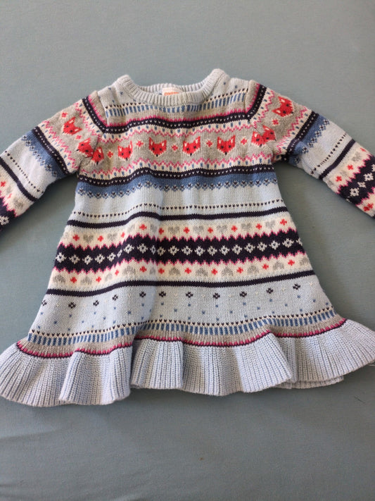 Gymboree - 6/12m Cutest! Fox fair isle style sweater tunic dress 6 Months