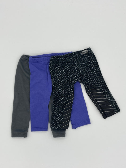 18" Doll Clothes 3pk Gray, Purple, & Black/White Leggings Dolls and Accessories