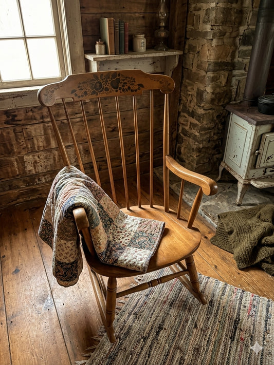 This item is a vintage Windsor-style Boston Rocker Vintage Nichols & Stone Solid Hardwood Rocker Furniture