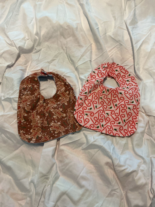 Handmade Double sided Christmas bibs