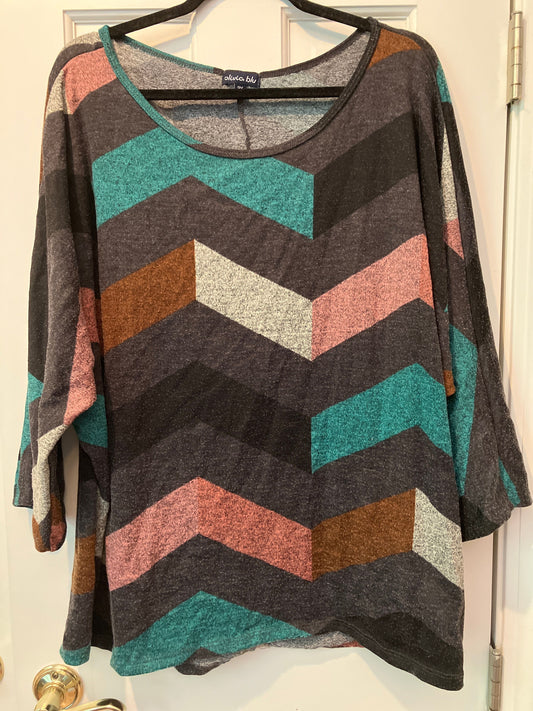 Olivia Blu size 3x three quarter sleeve sweater Blouse very soft and flowy Women's - XXXL