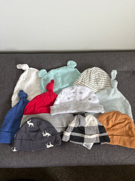 10 Assorted Newborn and 3 Month Baby Boy Hats  Newborn