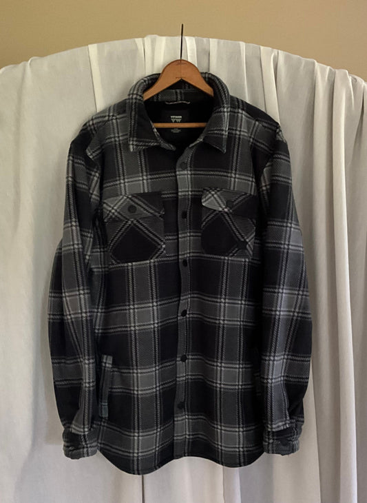 Voyager Fleece lined fleece shirt gray black plaid Men's - XL