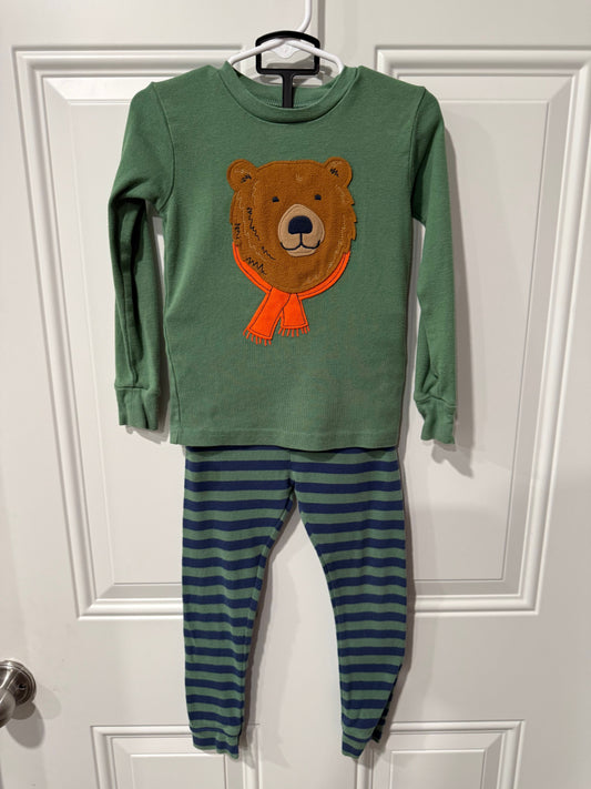 Carters boys pajamas size 4 long sleeve Green and navy with bear print 4T/4