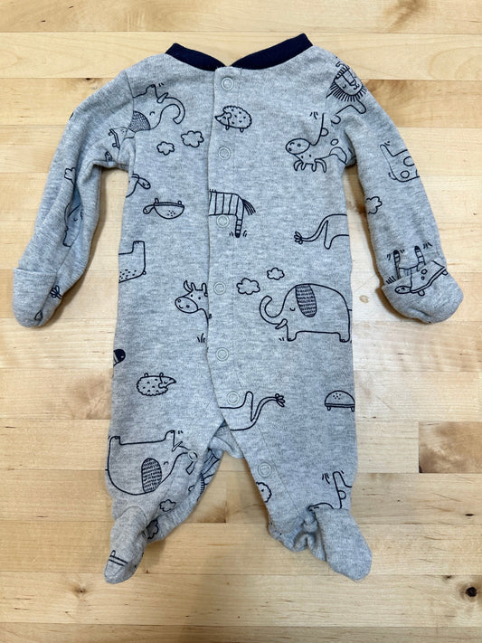 Carters gray and navy animal print footie snap sleep and play Newborn