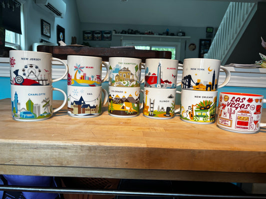 Starbucks 11 city collection mugs, never used only for display. Kitchen