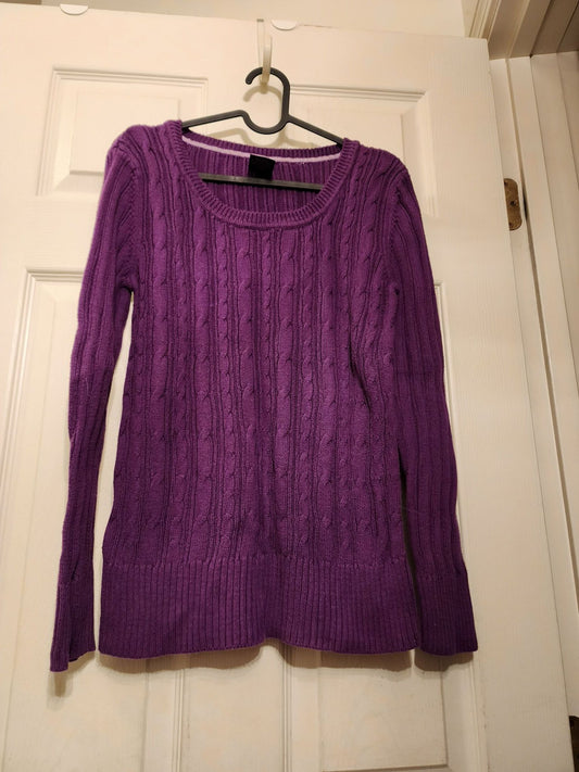Faded Glory - L 100% Cotton Purple Long Sleeve Sweater Women's - L