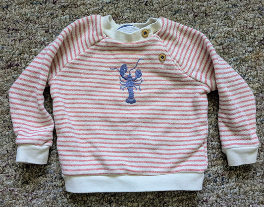 Little white company UK: 3-6 months Red & white stripped sweater with blue lobster 3 Months