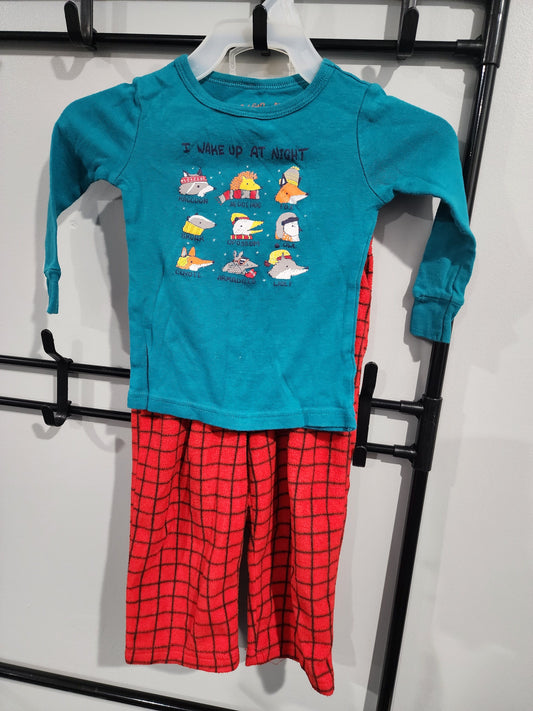 Cat & Jack, 18m Long Sleeve and Pants Sleep Set Night time Animals & Red Fleece Pants 18 Months