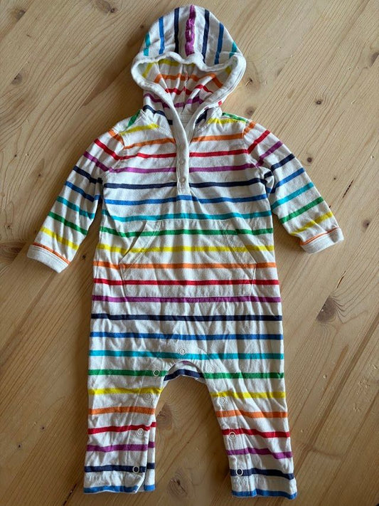 Primary, 3-6m, Romper with Hood Rainbow striped romper hoodie 3 Months