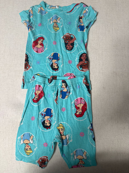 Disney GUC shorts/tee princess bamboo pjs 3T