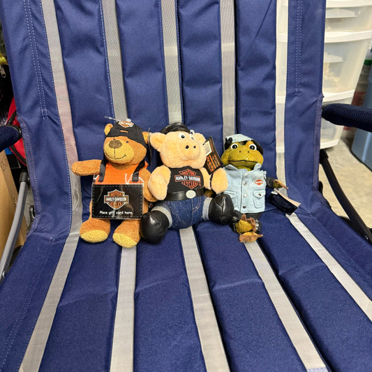 Harley Davidson - 3 pcs - stuffed animals Harley Hog - Harley Frog - Harley Bear- Gift Card Holder Plush Toys