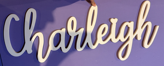 Wooden Name sign for above crib- from Etsy Charleigh 36.5 inches long Wall Hanging