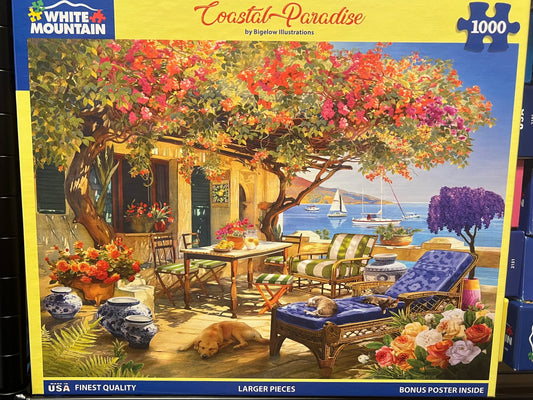 White Mountain Puzzle 1000 piece puzzle. No smoking/No pet home. Assembled once.