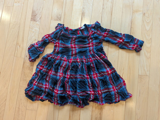 Osh Kosh B'Gosh Red Plaid Long Sleeve Dress Button Closure 3T