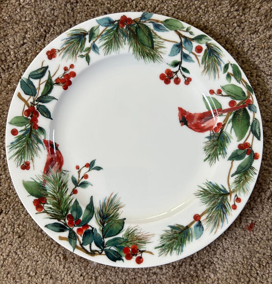 Mikasa, winter Cardinal plate 9 1/2 inches diameter, dishwasher microwave safe Kitchen