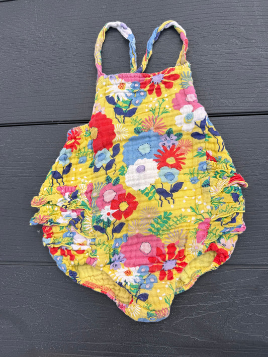 Angel dear bubble gauze summer yellow Lined baby yellow floral 3months 3 Months