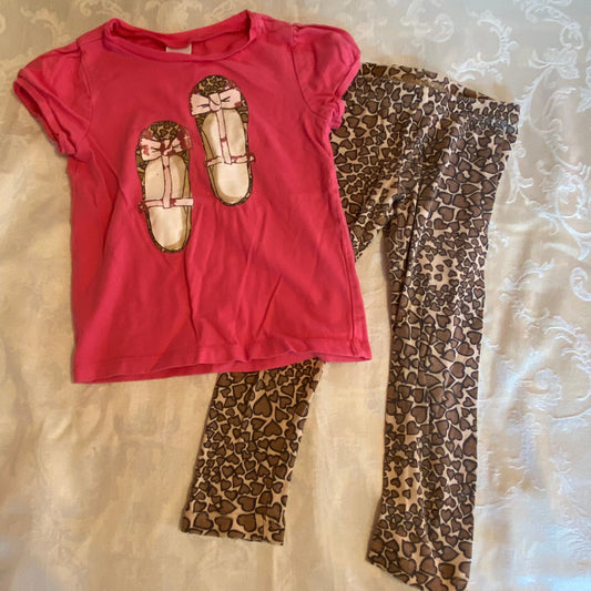 Gymboree, 3T, set short sleeve shirt, brown hear cheetah like print, pink shirt 3T