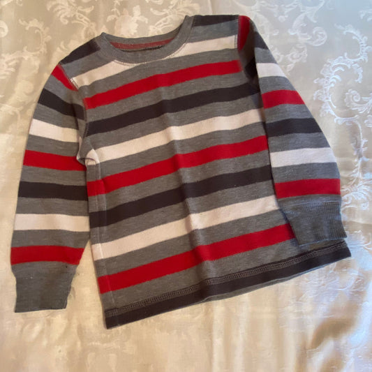 Jumping beans, 3T, striped red white black on gray long sleeve thick shirt 3T