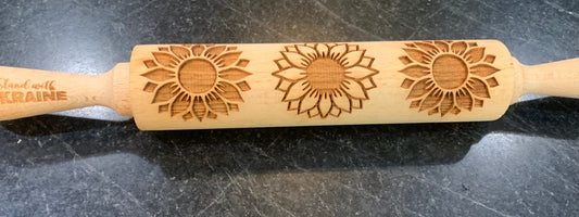 Stand with Ukraine Sunflower embossed rolling pin Kitchen