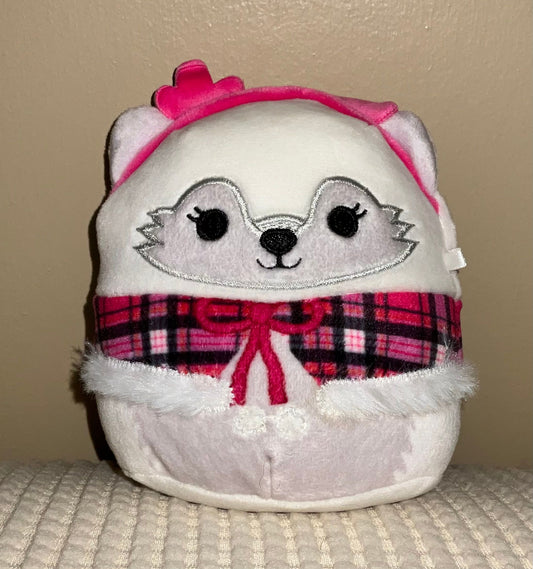 Squishmallow Cat, white with pink scarf, 5 inches tall, LIKE NEW Plush Toys