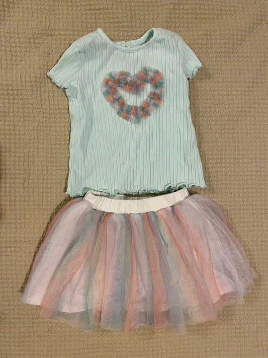 Little Me Matching shirt skirt set, skirt has built in shorts 24 Months