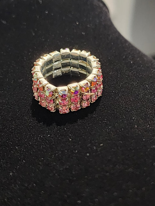 Claire's - Ring, One Size elastic Pink Stones all the way a roung Jewelry