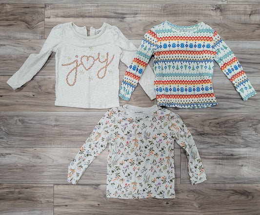 Carter's, old navy Three pack long sleeve shirts girls 5T winter holiday 5T/5