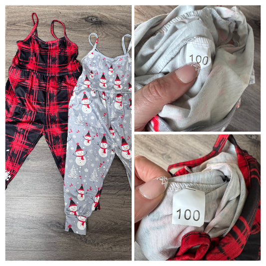 Unknown Winter Romper Bundle 2t Snowman EUC Red NWOT 2T