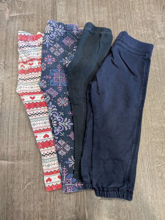 Baby Gap/Carter's/Osh Kosh/Children's Place Pants Red and White Heart Striped, Blue Snowflake, Black, Navy 24 Months