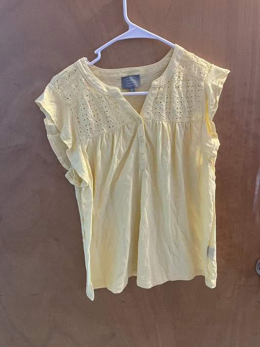 Berkley Jensen Yellow Flutter Sleeve Shirt Women's - M