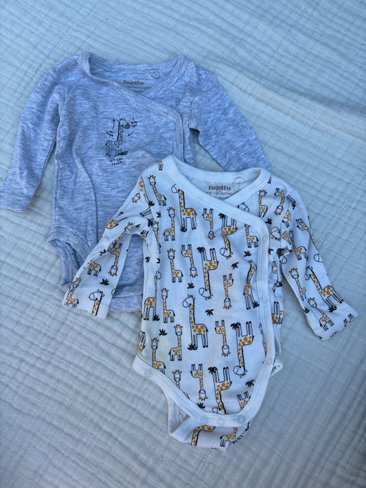 Lupilu Newborn giraffe onesies skin to skin side buttons Newborn
