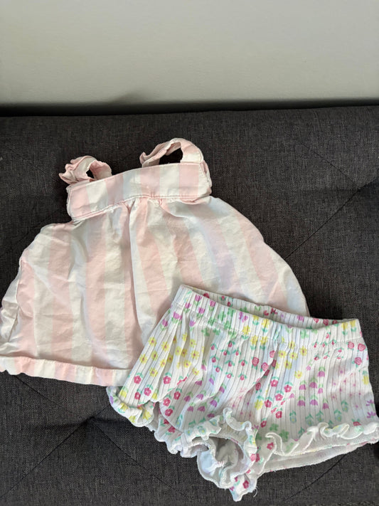 Carters Tank Top and Garanimals Shorts Size 0-3M 2 Item Bundle for Baby Girl Newborn
