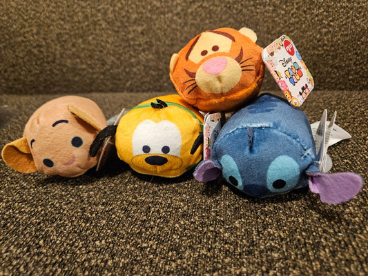 4 Disney Tsum Tsum mini plush Simba, Pluto, Tigger, Stitch Plush Toys