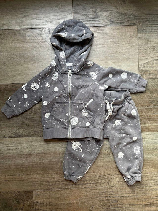 Carters, 12m, Sweatshirt and Pants Outfit Space Theme Outfit, Planets and Stars 12 Months