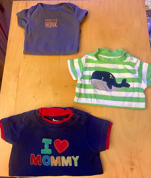 Circo, Carters Three short sleeve onesies 9 Months