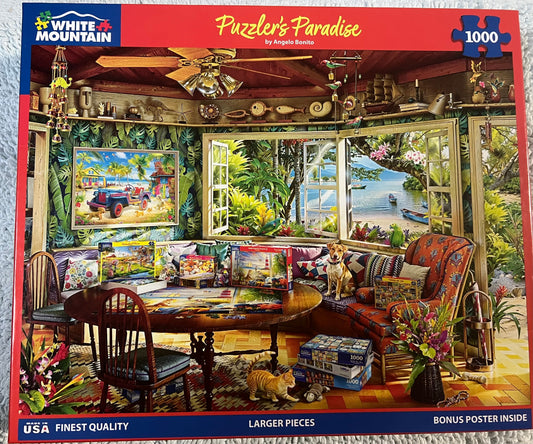 White Mountain Puzzle 1000 piece puzzle. No smoking/No pet home. Assembled once.