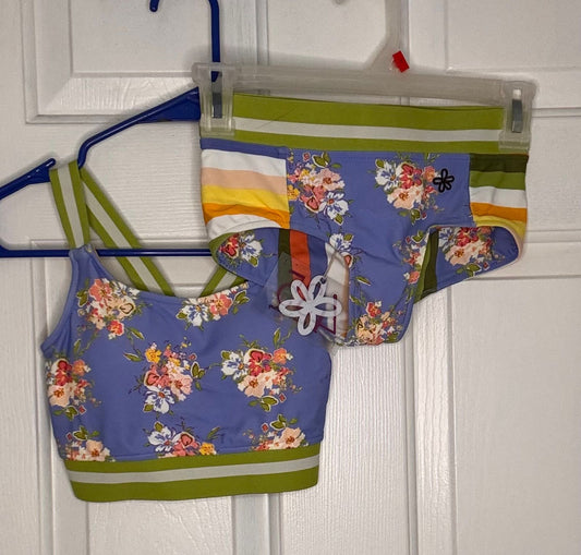 Matilda Jane NWT 2 piece bathing suit girls 8 blue floral 8
